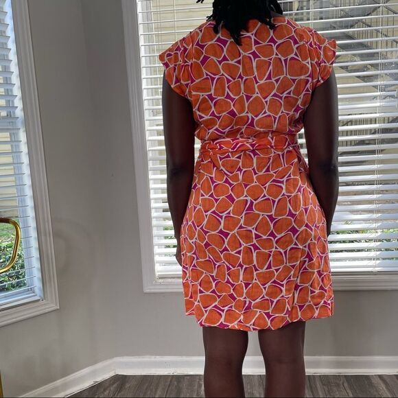 Revolve Diane Von Furstenberg DVF Orange Purple Giraffe Animal Print Wrap Dress - Picture 7 of 14